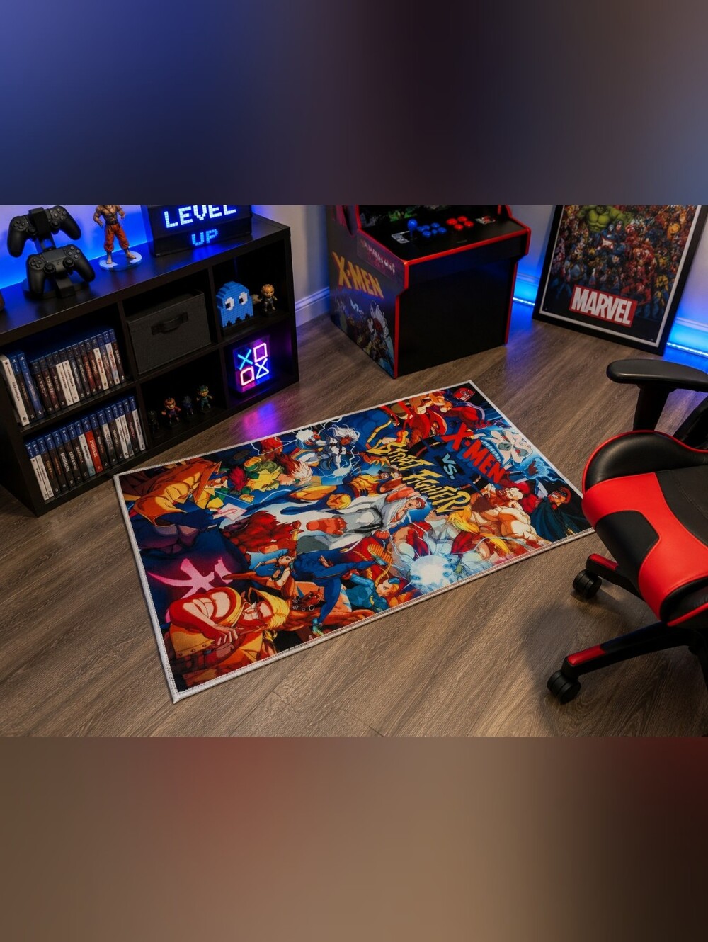 X-Men vs Street Fighter Kids Play Rug - Colorful Gaming Mat